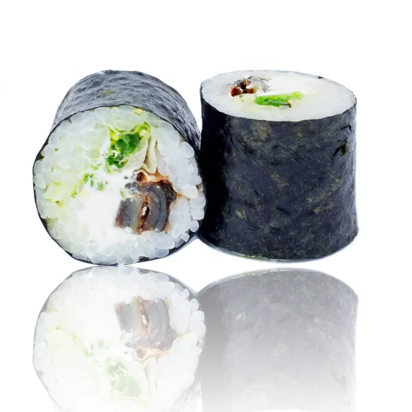 Kolekcja Sushi sztuk, izolowane na białym tle — Zdjęcie stockowe