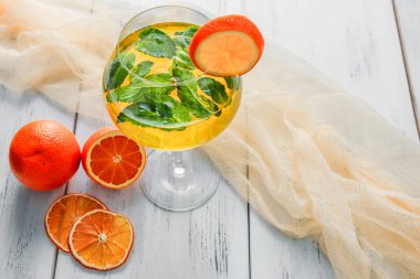 Naneli portakal suyu yan görünümü