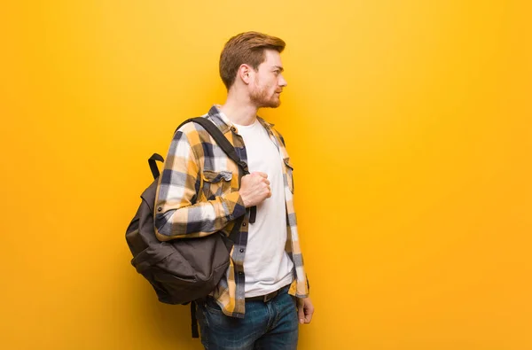 Young Redhead Student Man Side Looking Front — Stock Photo, Image