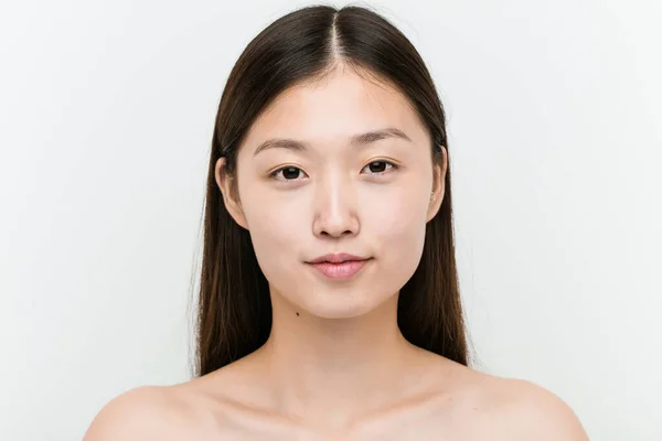 Close Uma Jovem Bela Natural Mulher Asiática — Fotografia de Stock
