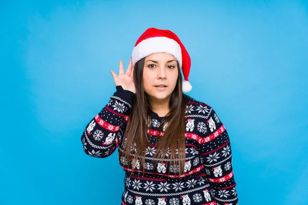 Junge Frau Feiert Weihnachten — Stockfoto