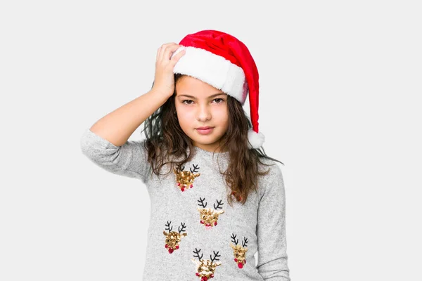 Little Girl Celebrating Christmas Day Being Shocked She Has Remembered — Stock Photo, Image