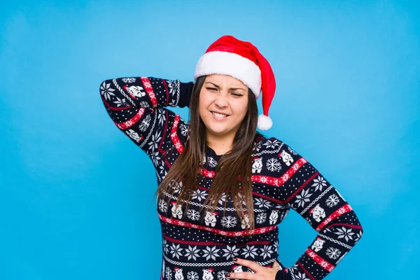 Jovem Mulher Celebrando Dia Natal — Fotografia de Stock