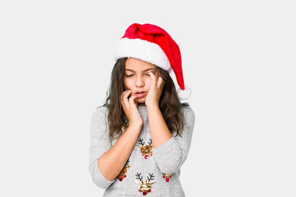 Little Girl Celebrating Christmas Day Whining Crying Disconsolately — ストック写真