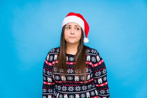 Jovem Mulher Celebrando Dia Natal — Fotografia de Stock