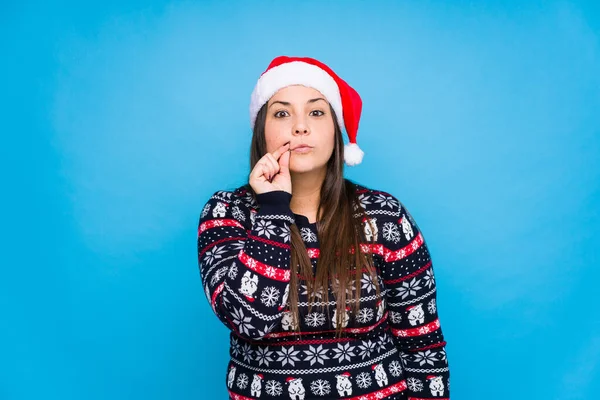 Ung Kvinna Firar Jul Dag — Stockfoto