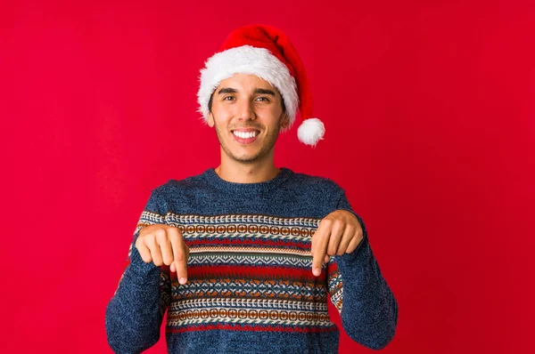 Jovem Dia Natal Está Dizendo Segredo Quente Travagem Notícias Olhando — Fotografia de Stock