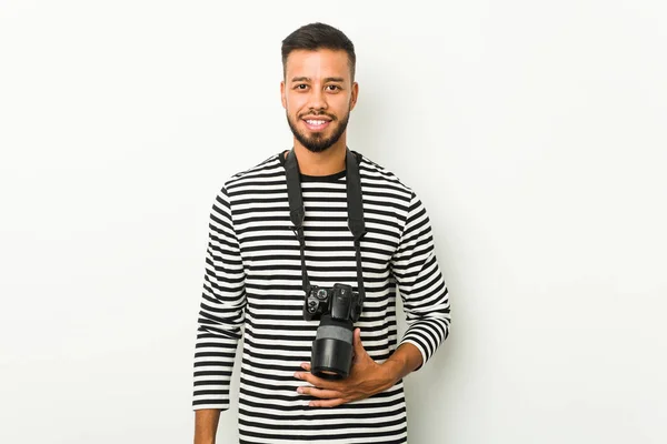 Joven Fotógrafo Sudasiático Feliz Sonriente Alegre —  Fotos de Stock