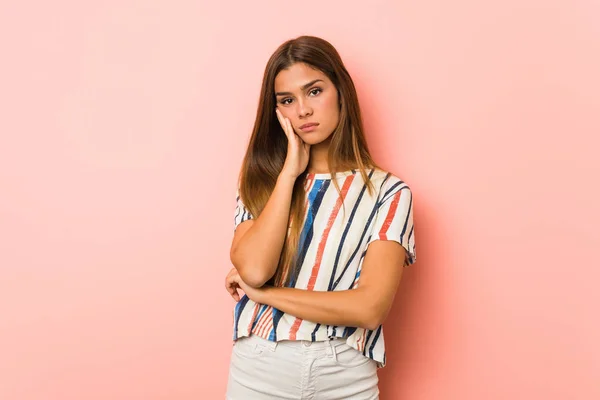 Jeune Femme Mince Qui Ennuie Fatiguée Besoin Une Journée Détente — Photo