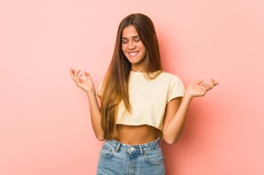 Young slim woman joyful laughing a lot. Happiness concept.