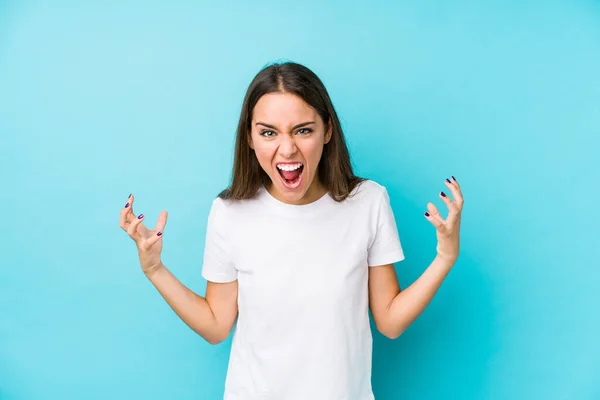 Young Caucasian Woman Isolated Screaming Rage — Stock Photo, Image
