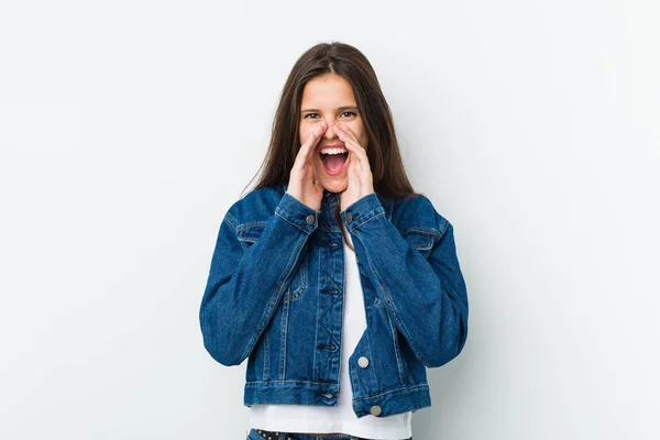 Young Cute Woman Shouting Excited Front — Stock Photo, Image