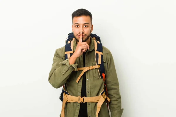 Joven Viajero Sudasiático Guardando Secreto Pidiendo Silencio —  Fotos de Stock