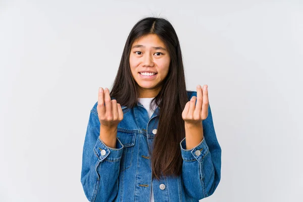 Joven Asiática Mujer Mostrando Que Ella Tiene Dinero — Foto de Stock