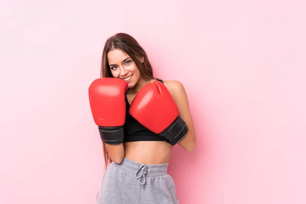 Young Caucasian Sporty Woman Boxing — Stock Photo, Image
