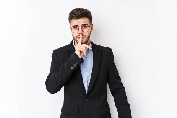 Joven Hombre Negocios Caucásico Posando Fondo Blanco Aislado Joven Hombre —  Fotos de Stock