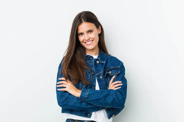 Junge Süße Frau Die Sich Selbstbewusst Fühlt Und Entschlossen Die — Stockfoto