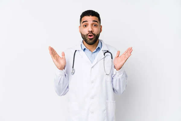 Young Arabian Doctor Man Isolated Surprised Shocked — Stock Photo, Image