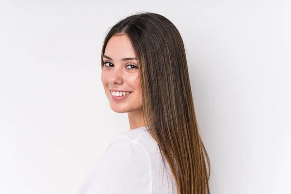 Young Pretty Caucasian Woman Face Closeup Isolated — Stock Photo, Image