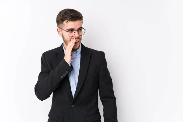 Joven Hombre Negocios Caucásico Posando Fondo Blanco Aislado Joven Hombre —  Fotos de Stock