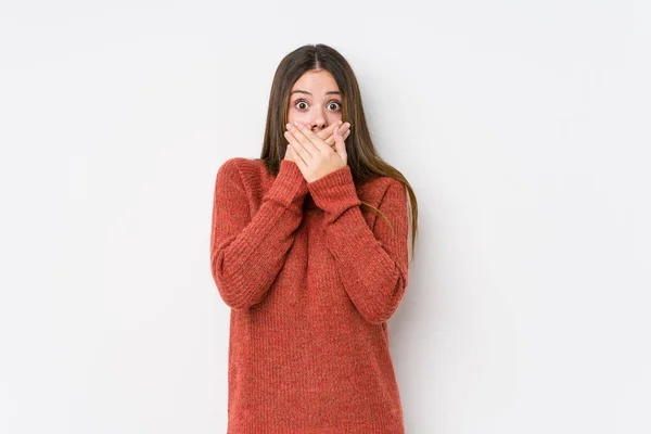 Junge Kaukasierin Posiert Isoliert — Stockfoto