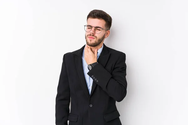 Joven Hombre Negocios Caucásico Posando Fondo Blanco Aislado Joven Hombre — Foto de Stock