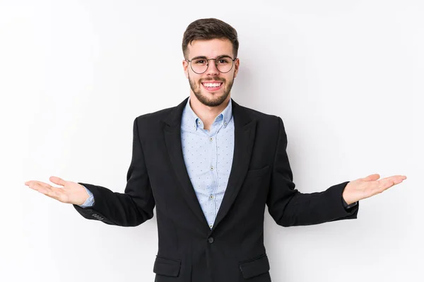 Young Caucasian Business Man Posing White Background Isolated Young Caucasian — 스톡 사진
