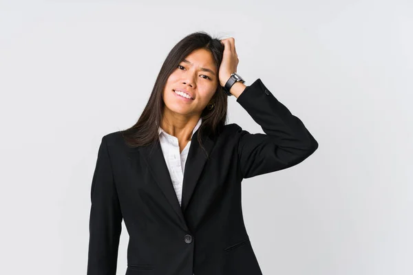 Joven Asiático Negocios Mujer Siendo Shocked Ella Recordado Importante Reunión —  Fotos de Stock