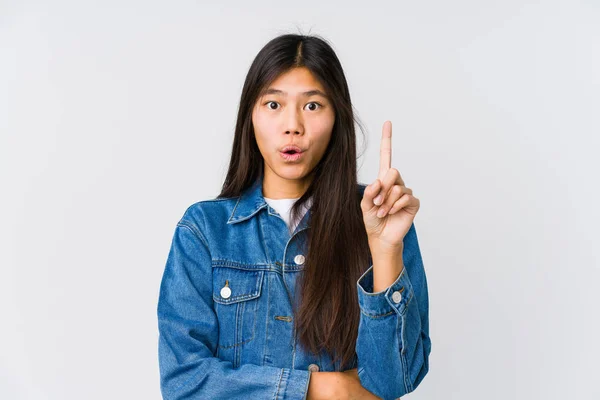 Joven Mujer Asiática Teniendo Alguna Gran Idea Concepto Creatividad —  Fotos de Stock