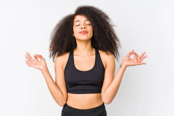 Young African American Sporty Woman Relaxes Hard Working Day She — Stock Photo, Image