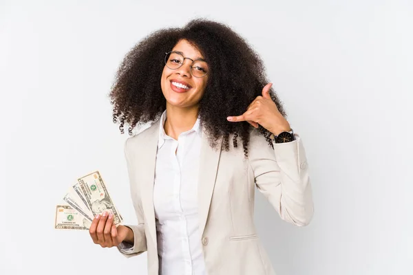 Jovem Empresária Afro Segurando Carro Crédito Isolado Jovem Empresária Afro — Fotografia de Stock