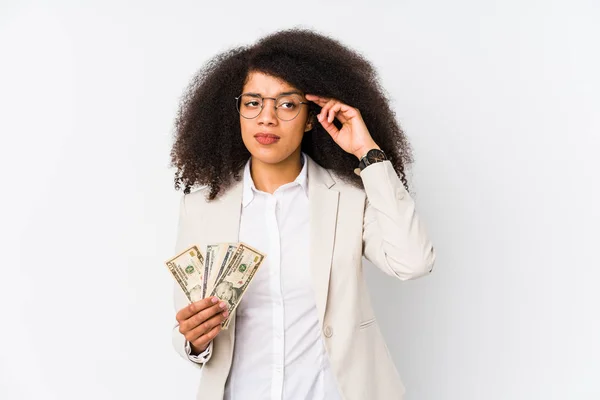 Fiatal Afro Business Woman Holding Credit Car Isolated Fiatal Afro — Stock Fotó