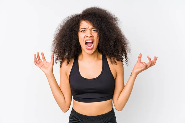 Junge Afrikanisch Amerikanische Sportliche Frau Schreit Vor Wut — Stockfoto