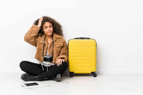 Young African American Woman Ready Travel Being Shocked She Has — ストック写真