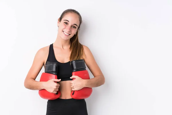 Young Caucasian Sporty Woman Boxing — Stock Photo, Image