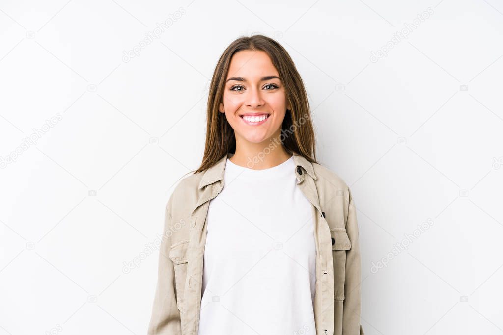 Young caucasian woman  isolated happy, smiling and cheerful.