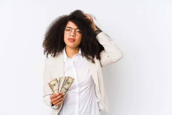 Joven Afro Mujer Negocios Sosteniendo Coche Crédito Aislado Joven Afro — Foto de Stock