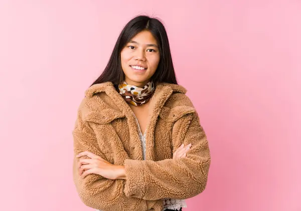 Young Asian Woman Who Feels Confident Crossing Arms Determination — 스톡 사진