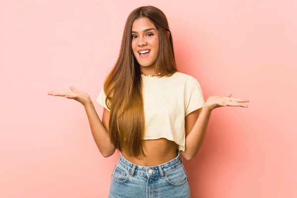 Young Slim Woman Celebrating Victory Success Surprised Shocked — Stockfoto