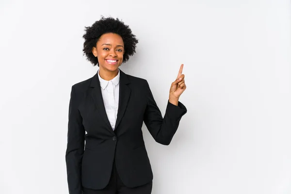 Middle Aged African American Business Woman White Background Isolated Smiling — 스톡 사진