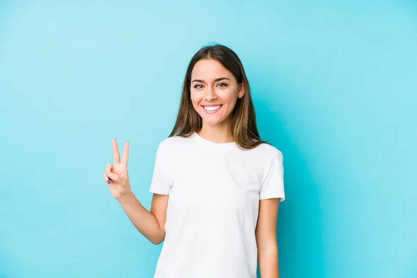 Young Caucasian Woman Isolated Showing Number Two Fingers — Stock Photo, Image