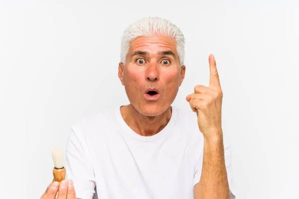 Senior Caucasian Man Recently Shaved Having Some Great Idea Concept — Stock Photo, Image