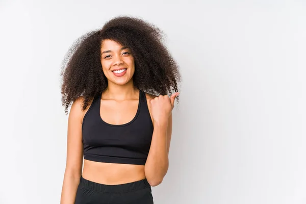 Young African American Sporty Woman Smiling Raising Thumb — Stock Photo, Image