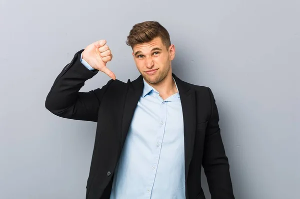 Young Handsome Caucasian Man Showing Dislike Gesture Thumbs Disagreement Concept — Stock Photo, Image