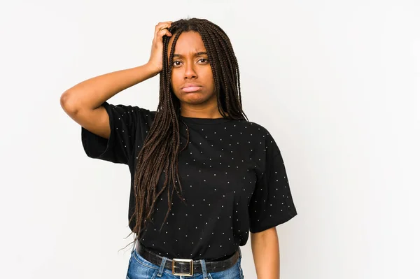 Jonge Afrikaanse Amerikaanse Vrouw Geïsoleerd Witte Achtergrond Moe Zeer Slaperig — Stockfoto