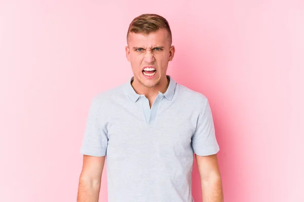 Young Caucasian Man Isolated Screaming Very Angry Aggressive — Stock Photo, Image