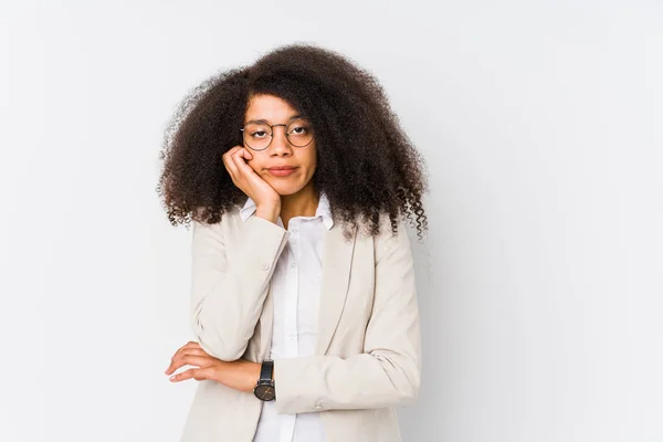 Jovem Mulher Negócios Afro Americana Que Está Entediada Cansada Precisa — Fotografia de Stock