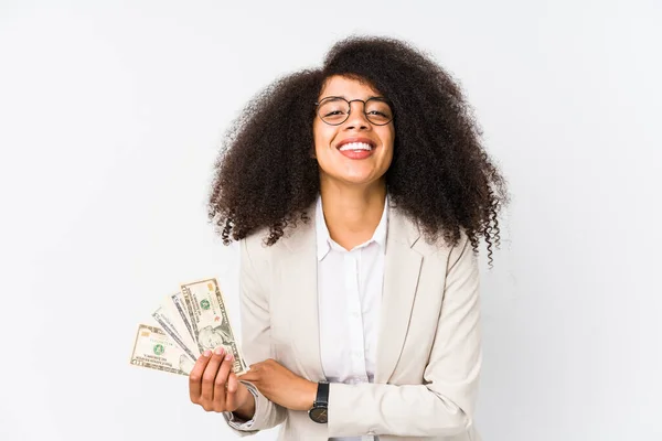 Young Afro Business Woman Holding Credit Car Isolated Young Afro — Stock Photo, Image