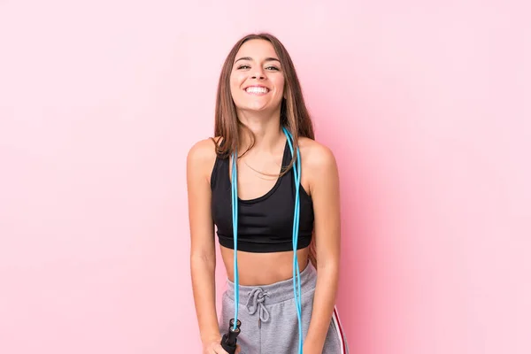 Young Caucasian Sporty Woman Holding Jump Rope — Stock Photo, Image