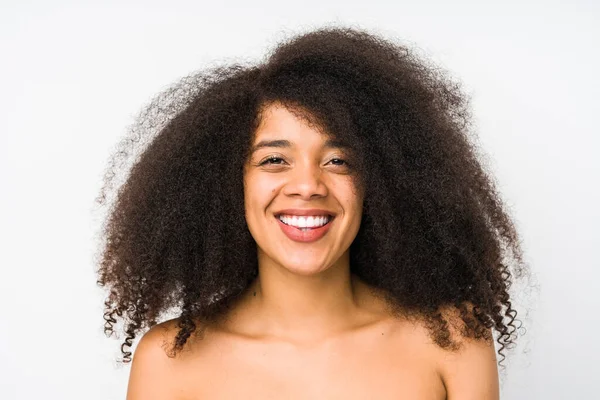 Young Afro Woman Face Close Isolated — 스톡 사진